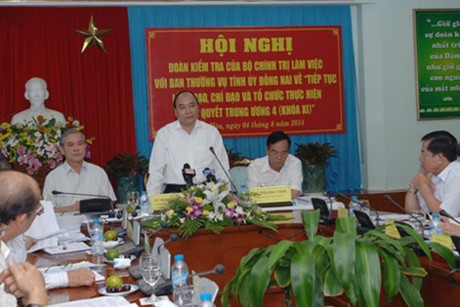 Đoàn công tác của Bộ Chính trị kiểm tra việc thực hiện Nghị quyết Trung ương 4 khóa XI tại Đồng Nai